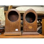 TWO EDWARDIAN MAHOGANY AND LINE INLAID CLOCK CASES