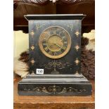 BELGIAN BLACK SLATE INCISED MANTLE CLOCK