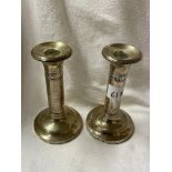 BIRMINGHAM SILVER DWARF CANDLESTICKS WITH LOADED BASES 11.