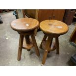 PAIR OF PINE REVOLVING STOOLS