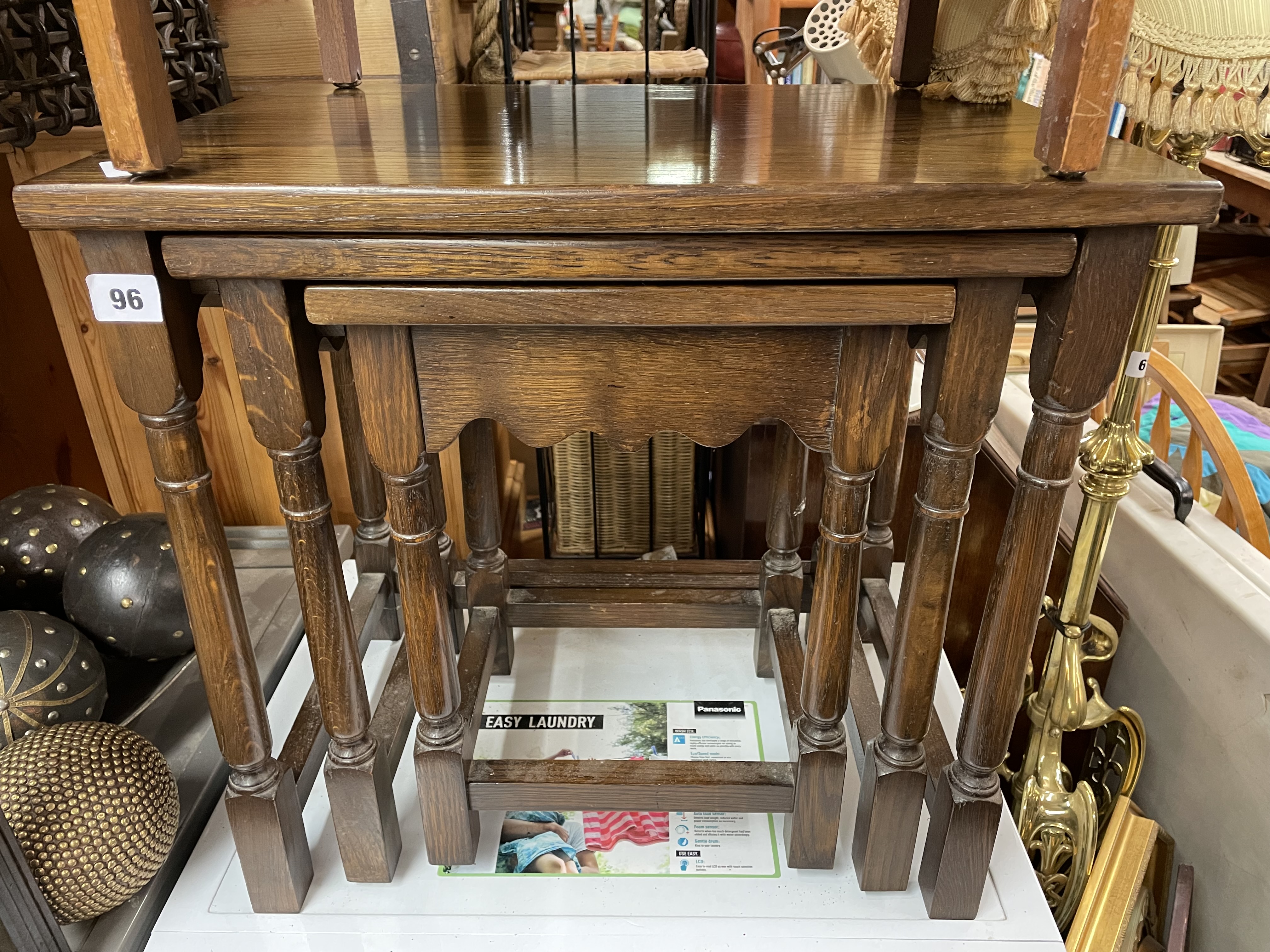 NEST OF THREE OAK TABLES