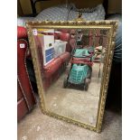 GILT BEVEL EDGED MIRROR AND SMALL FOOT STOOL