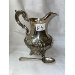 VICTORIAN LONDON SILVER CREAM JUG WITH C SCROLL HANDLE 8.