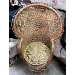 TWO SEAGRASS AND RATTAN FAN BACK CHAIRS