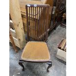 EDWARDIAN BEECH UPHOLSTERED SLAT BACK CHAIR