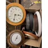 SHIPS WHEEL BAROMETER AND VARIOUS WALL CLOCKS