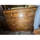 EARLY 19TH CENTURY MAHOGANY CHEQUER STRUNG AND LINE INLAID CHEST OF TWO OVER THREE DRAWERS 119CM