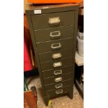 GREEN METAL 9 DRAWER INDEX FILING CABINET