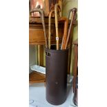 FAUX LEATHER STICK STAND AND ASSORTED WALKING CANES