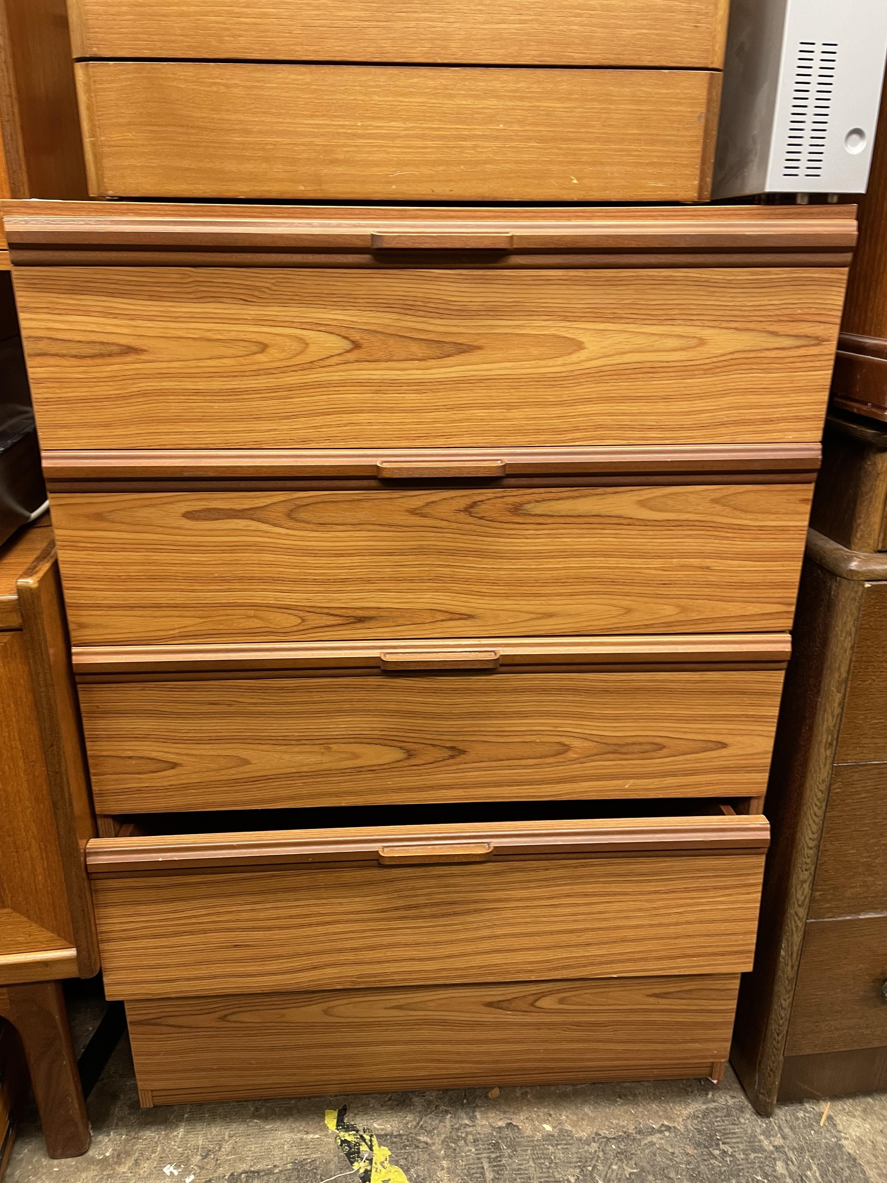 TEAK EFFECT FOUR DRAWER CHEST