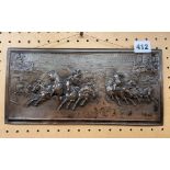 COPPER BAS RELIEF PLAQUE OF THE CHARIOT RACE BY P.