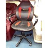 BLACK AND RED SWIVEL OFFICE ARMCHAIR