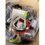 BOX OF ELECTRICAL CABLES, AND CHARGERS,