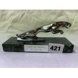 LEAPING JAGUAR CAR BONNET MASCOT PAPERWEIGHT WITH INSCRIPTION PLAQUE