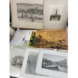 BOX OF SLIGHTLY LARGER UNFRAMED AND UNMOUNTED LITHOGRAPHIC,