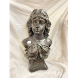 FRENCH BRONZED EFFECT OF AN ART NOUVEAU MAIDEN AFTER BORRELLES PARIS 1921 407 - HEIGHT 49CM APPROX