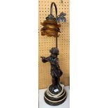REPRODUCTION BRONZE EFFECT FIGURAL TABLE LAMP OF THE FLAUTIST