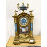 19TH CENTURY FRENCH ORMALOU AND SEVRES STYLE PORCELAIN PANEL PLAQUE MANTLE CLOCK
