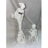 UNMARKED ROYAL WORCESTER PILOT FIGURES IN BLANC DE CHINE "SEA BREEZE" BY FREDA DOUGHTY AND ONE