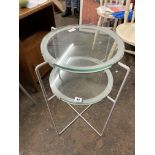 METAL AND GLASS TWO TIER OCCASIONAL TABLE