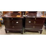 PAIR OF STAG MINSTREL TWO DRAWER BEDSIDE CHESTS WITH BRUSHING SLIDES
