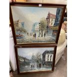 TWO OILS ON CANVAS OF STREET SCENES