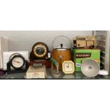 WESTBURY CONTACT PRINTERS, VARIOUS MANTLE CLOCKS, FLAT IRON,