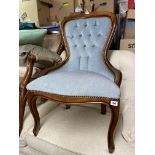 REPRODUCTION VICTORIAN STYLE BUTTONED UPHOLSTERED NURSING CHAIR