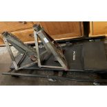 TWO PAIRS OF AXLE STANDS AND INSPECTION TROLLEY BOARD