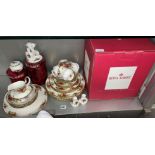 ROYAL ALBERT OLD COUNTRY ROSES BOXED TEA SET FOR FOUR PLACE SETTINGS PLUS CRUETS AND ORNAMENTAL CAT