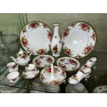 ROYAL ALBERT OLD COUNTRY ROSES MINIATURE TEA SERVICE, PAIR OF SHOE ORNAMENTS,