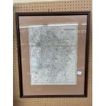 GEORGE PHILLIP AND SONS LONDON AND LIVERPOOL CYCLISTS MAP OF WARWICKSHIRE FRAMED AND GLAZED AND