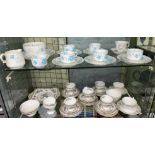 TWO SHELVES OF PART TEA SETS INCLUDING FOLEY CHINA MING ROSE PATTERN