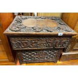 CARVED HARDWOOD DRAGON TABLE CHEST