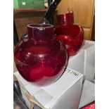 SEVERAL BOXES OF GLASS OIL LAMP SHADES