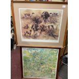 LIMITED EDITION LITHOGRAPHIC PRINT OF GUN DOGS SIGNED IN PENCIL BY ARTIST MICK CAUSTON 242/850