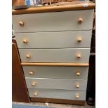 SIX DRAWER LIGHT WOOD AND WHITE GLOSS TALL CHEST