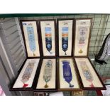 EIGHT FRAMED AND GLAZED CASH'S SILK BOOK MARKS INCLUDING FESTIVAL OF BRITAIN