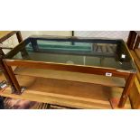 MYERS TEAK SMOKED GLASS TOPPED COFFEE TABLE