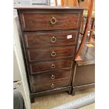 STAG MINSTREL MAHOGANY LIFT UP DRESSING LID CHEST OF FIVE DRAWERS