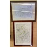 BACONS GEOLOGICAL MAP OF WARWICKSHIRE FRAMED AND GLAZED AND A FACSIMILE MAP OF DINGLE LANE