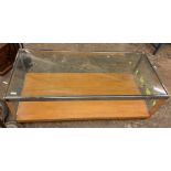 MODERNIST TEAK GLASS TOP CHROME COFFEE TABLE