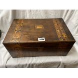 WALNUT AND TUMBRIDGEWARE BANDED WRITING BOX