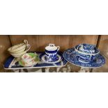 ROYAL WORCESTER BLUE AND WHITE TEA CUP AND SAUCER, PARAGON CABINET CUP AND SAUCER,
