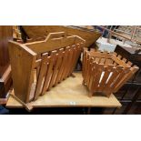 TEAK SLATTED SQUARE SECTION PLANTER AND MAGAZINE RACK