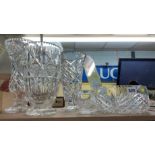 SELECTION OF CUT GLASS TAPERED VASES AND BOWLS