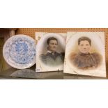 TWO FEMALE PORTRAIT PLAQUES AND A KING GEORGE V QUEEN MARY CORONATION PLATE