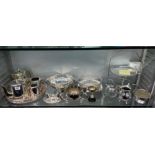EP FOUR PIECE HOTEL STYLE TEA AND COFFEE SERVICE, GALLERY TRAY, TWO BOWLS, CONDIMENT SET, ROSE BOWL,