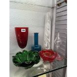 VARIOUS COLOURED GLASSWARES