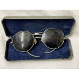 CASED PAIR OF WWII AIR CRAFT ANTIGLARE CREW SPECTACLES A/F